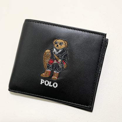 PORO RALPH LAUREN ポロラルフローレン 財布 折り財布 二つ折り ウォレット ポロベア 熊 メンズ 黒 ブラック