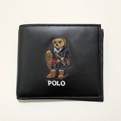 PORO RALPH LAUREN ポロラルフローレン 財布 折り財布 二つ折り ウォレット ポロベア 熊 メンズ 黒 ブラック
