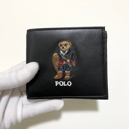 PORO RALPH LAUREN ポロラルフローレン 財布 折り財布 二つ折り ウォレット ポロベア 熊 メンズ 黒 ブラック