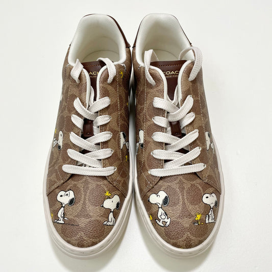 COACH コーチ PEANUTS SNOOPY スヌーピー コラボ スニーカー 26.5cm シグネチャー レディース ブラウン