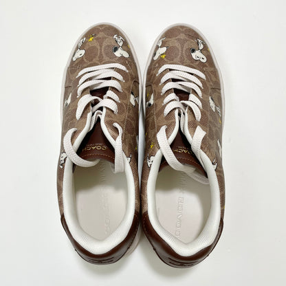 COACH コーチ PEANUTS SNOOPY スヌーピー コラボ スニーカー 26.5cm シグネチャー レディース ブラウン