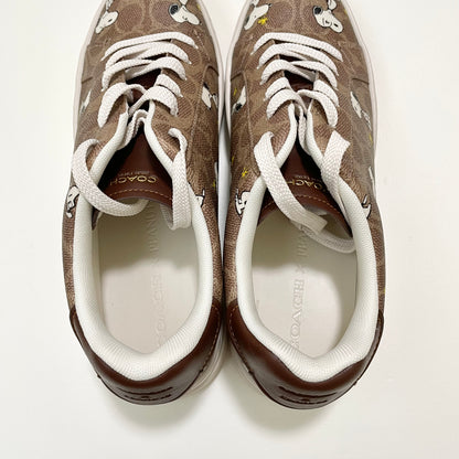 COACH コーチ PEANUTS SNOOPY スヌーピー コラボ スニーカー 26.5cm シグネチャー レディース ブラウン