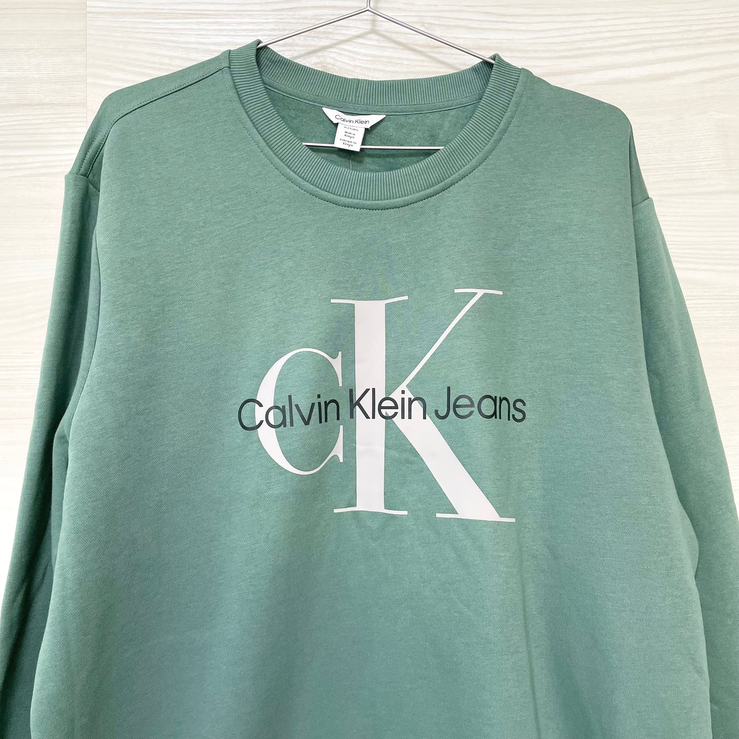 Calvin Klein カルバンクライン トレーナー XL 裏起毛 長袖 CK ブランド ロゴ プリント メンズ 緑 グリーン
