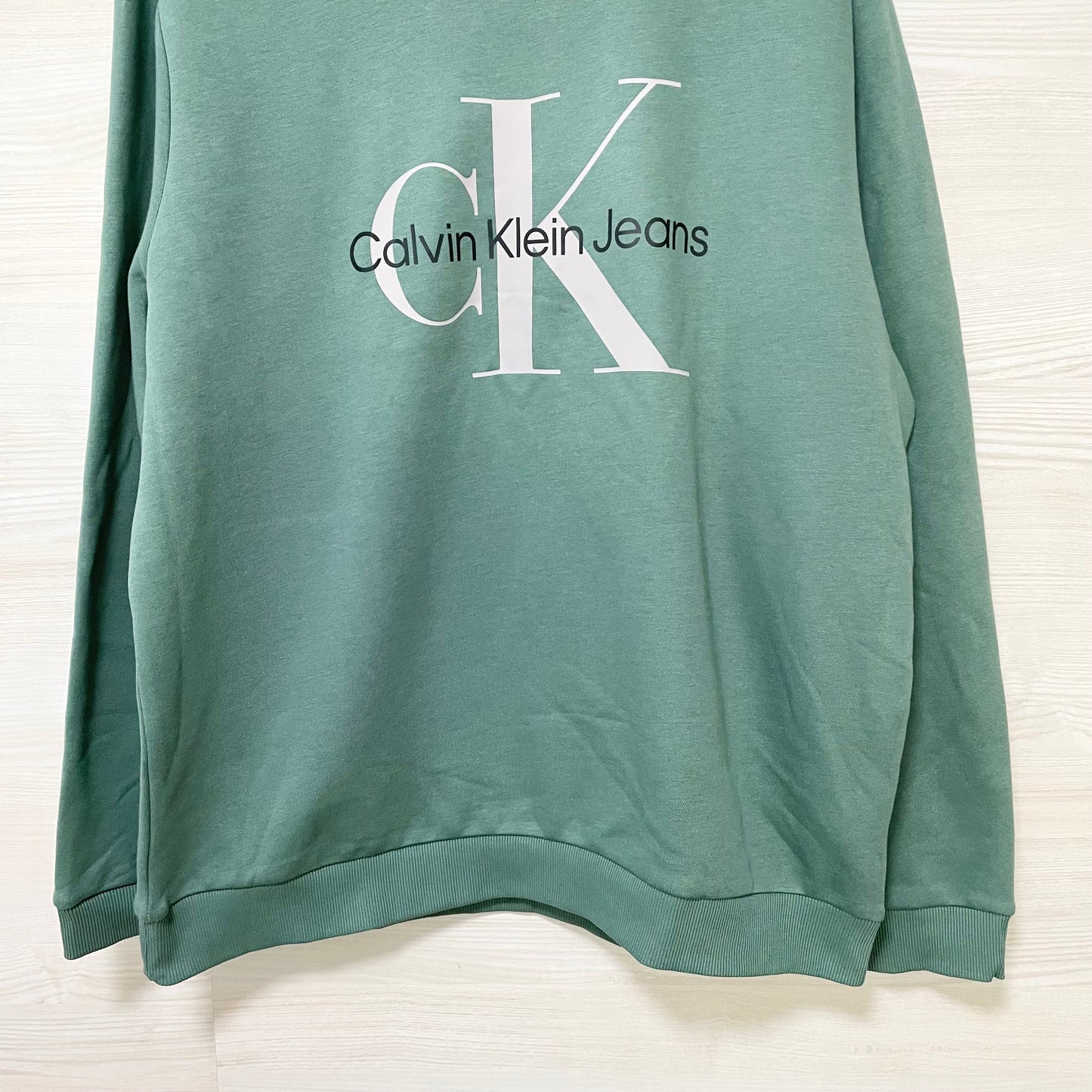 Calvin Klein カルバンクライン トレーナー XL 裏起毛 長袖 CK ブランド ロゴ プリント メンズ 緑 グリーン