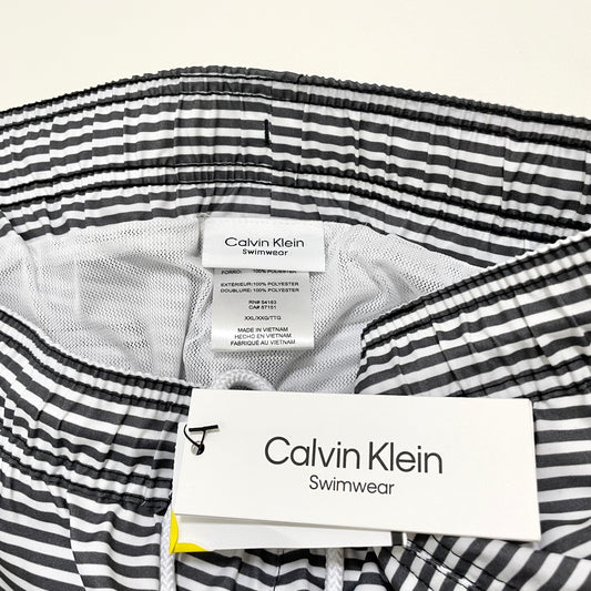 Calvin Klein カルバンクライン 水着 XXL サーフパンツ 海水パンツ ボードショーツ ボーダー メンズ 黒 グレー
