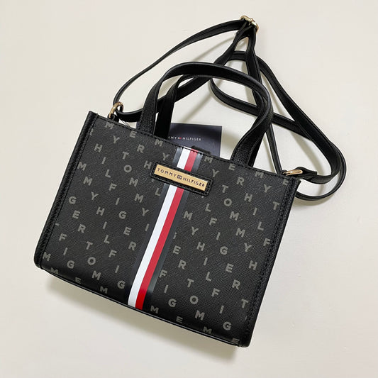 TOMMY HILFIGER トミーヒルフィガー ショルダーバッグ 斜め掛け ミニバッグ レディース トリコロール 総柄 ブラック