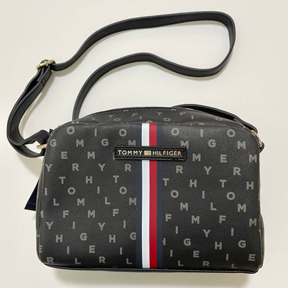 TOMMY HILFIGER トミーヒルフィガー ショルダーバッグ 斜め掛け ミニバッグ レディース トリコロール 総柄 ブラック