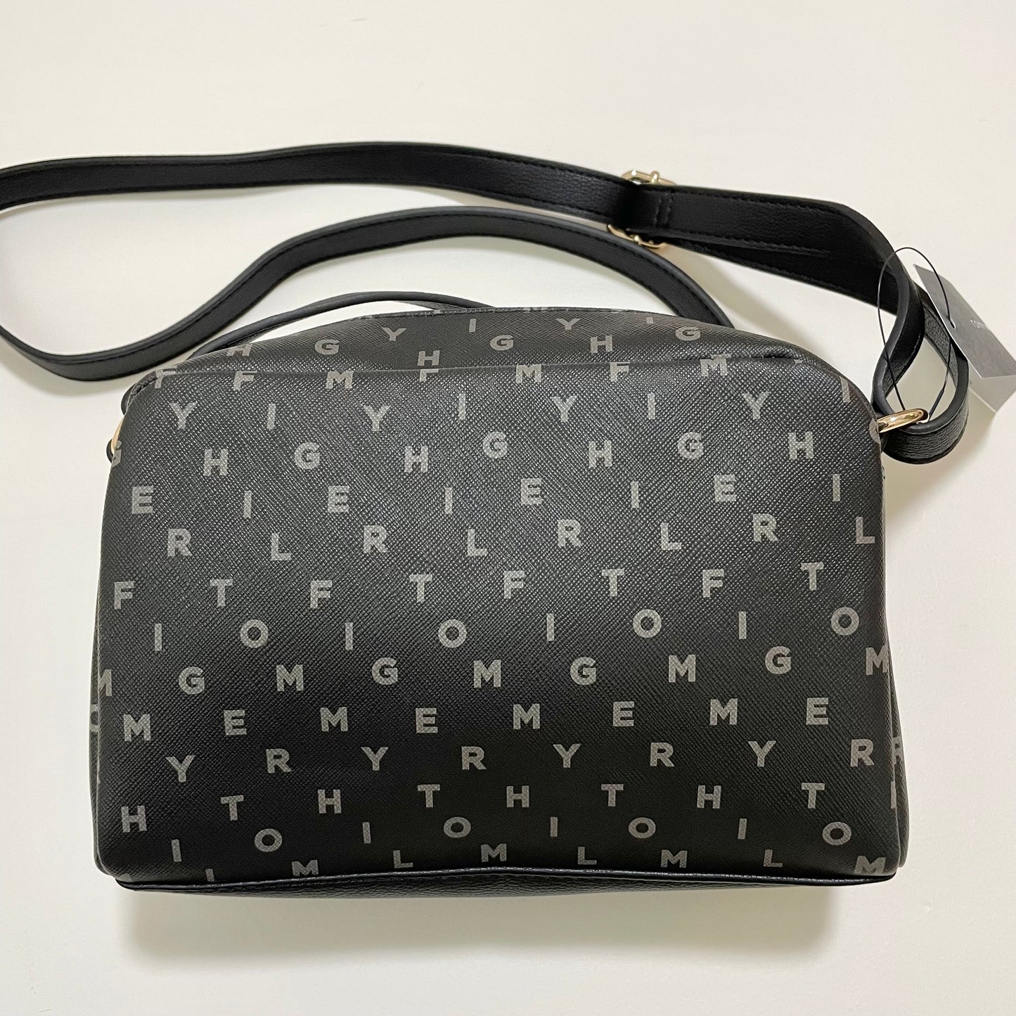 TOMMY HILFIGER トミーヒルフィガー ショルダーバッグ 斜め掛け ミニバッグ レディース トリコロール 総柄 ブラック