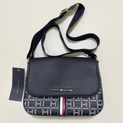 TOMMY HILFIGER トミーヒルフィガー ショルダーバッグ 斜め掛け ミニバッグ レディース 総柄 ロゴ 紺 ネイビー