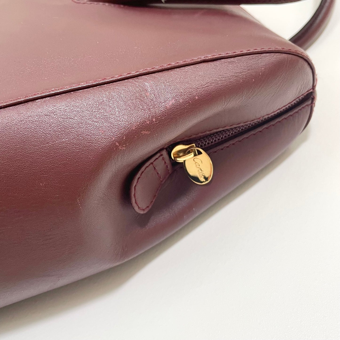 Cartier カルティエ トートバッグ マストライン 肩掛け レザー レディース ボルドー 美品 中古