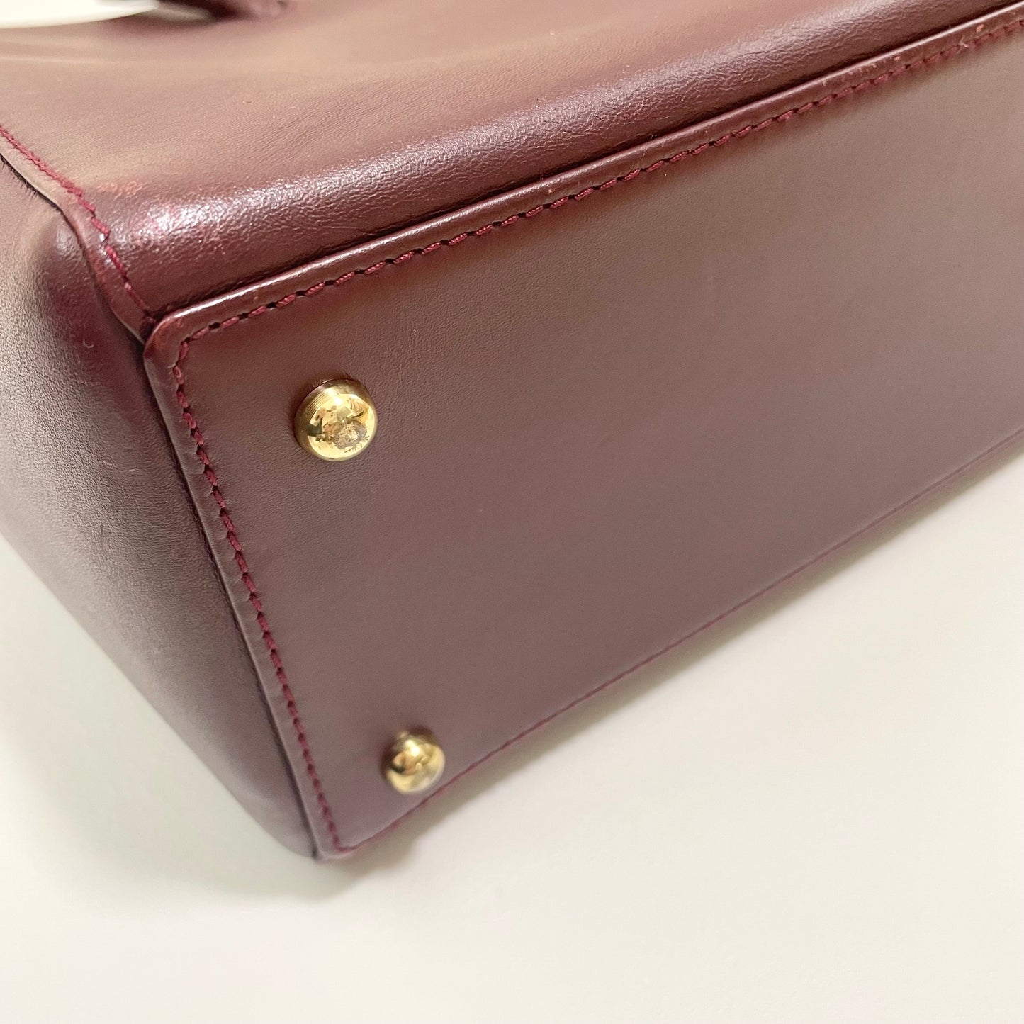 Cartier カルティエ トートバッグ マストライン 肩掛け レザー レディース ボルドー 美品 中古