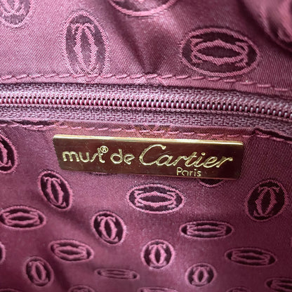Cartier カルティエ トートバッグ マストライン 肩掛け レザー レディース ボルドー 美品 中古