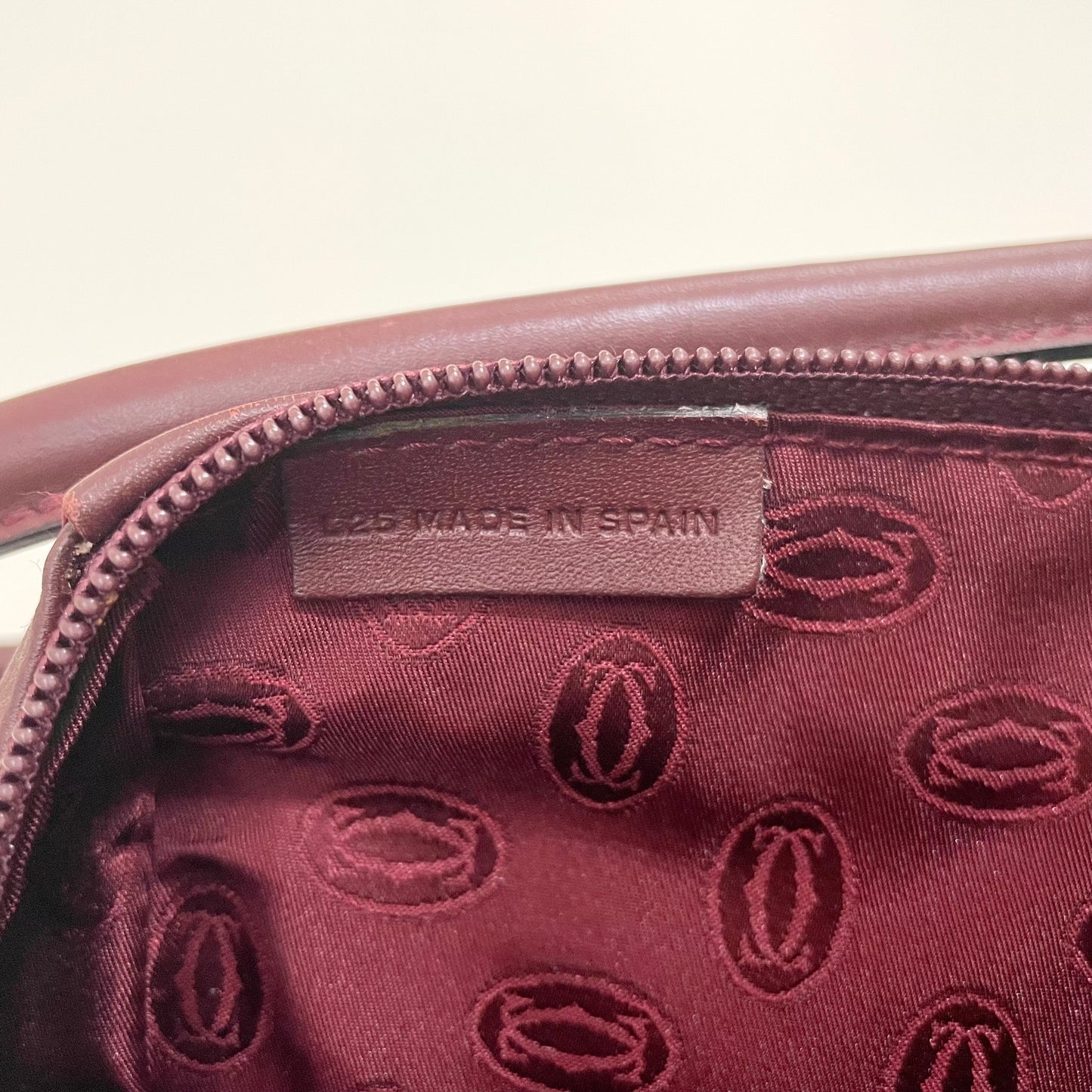 Cartier カルティエ トートバッグ マストライン 肩掛け レザー レディース ボルドー 美品 中古