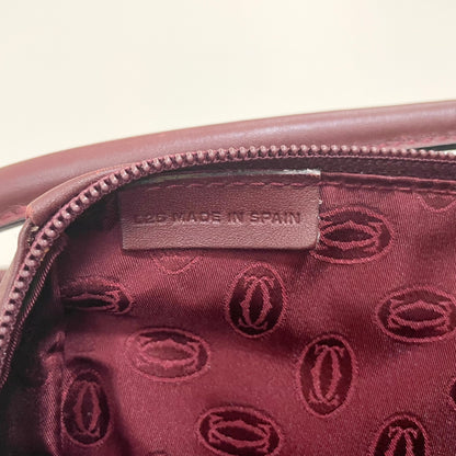 Cartier カルティエ トートバッグ マストライン 肩掛け レザー レディース ボルドー 美品 中古