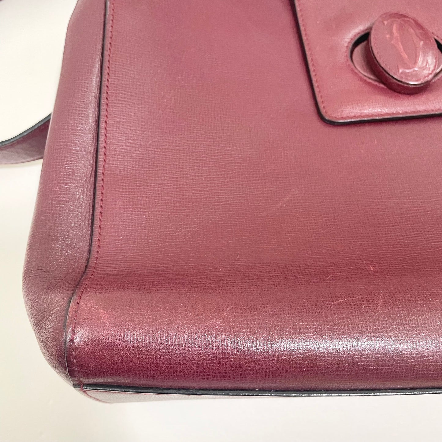 Cartier カルティエ ショルダーバッグ ターンロック マストライン 斜め掛け レザー レディース 美品 ボルドー 中古