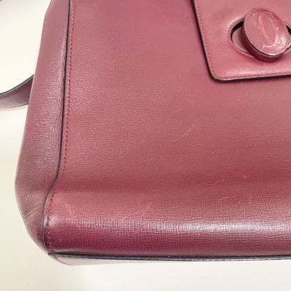 Cartier カルティエ ショルダーバッグ ターンロック マストライン 斜め掛け レザー レディース 美品 ボルドー 中古