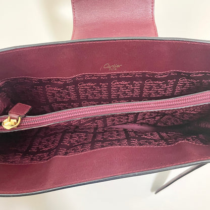 Cartier カルティエ ショルダーバッグ ターンロック マストライン 斜め掛け レザー レディース 美品 ボルドー 中古