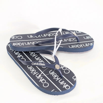 Calvin Klein サンダル ブルー ビーチ フラット メタルロゴ 24㎝