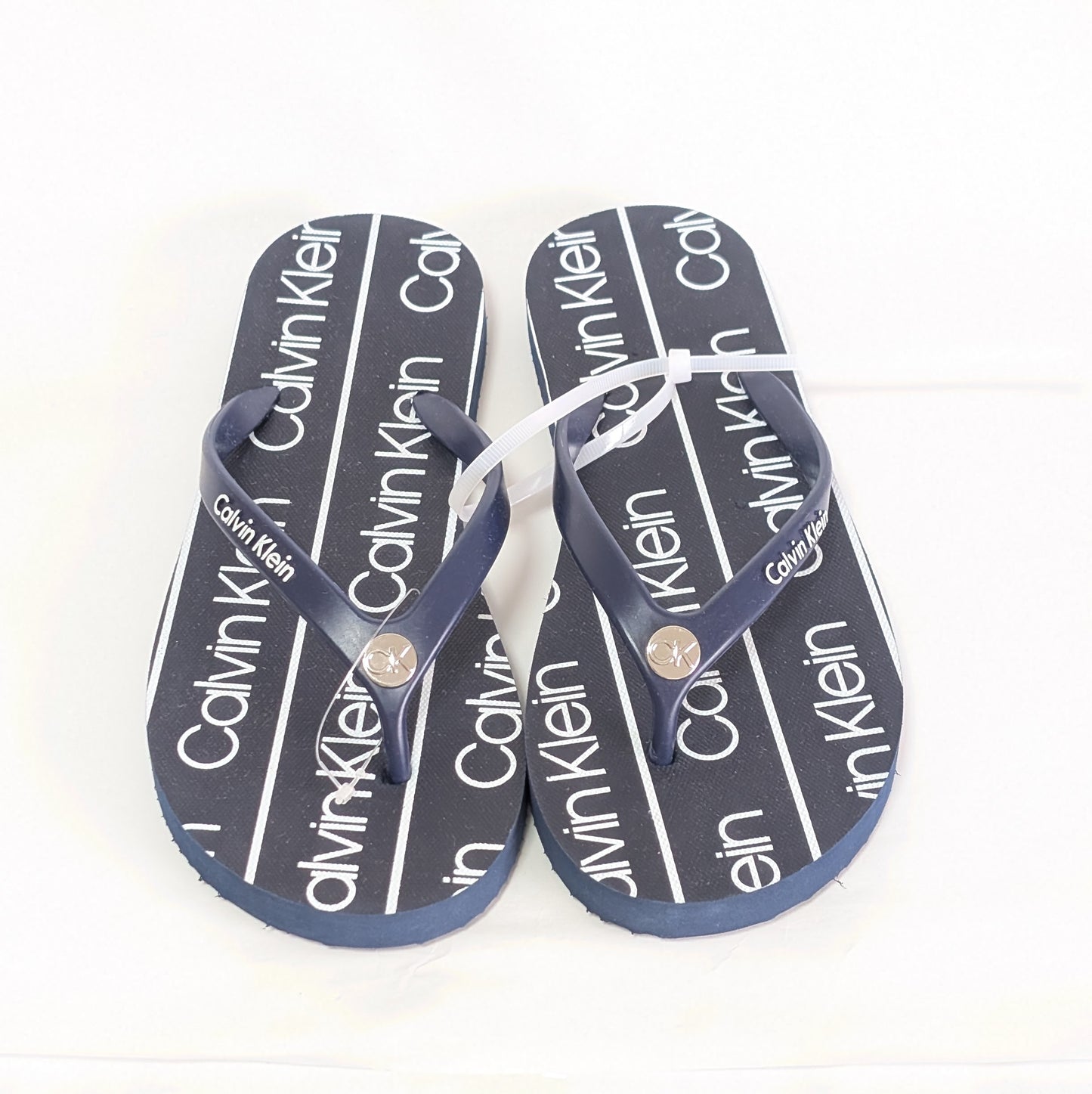 Calvin Klein サンダル ブルー ビーチ フラット メタルロゴ 24㎝