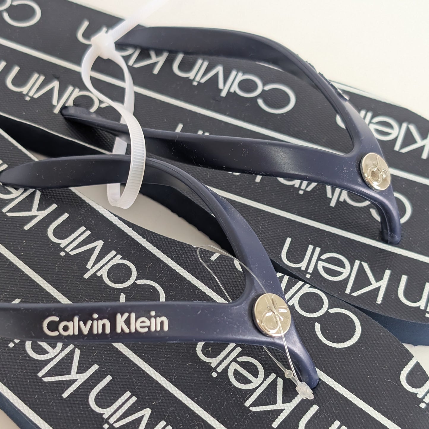 Calvin Klein サンダル ブルー ビーチ フラット メタルロゴ 24㎝