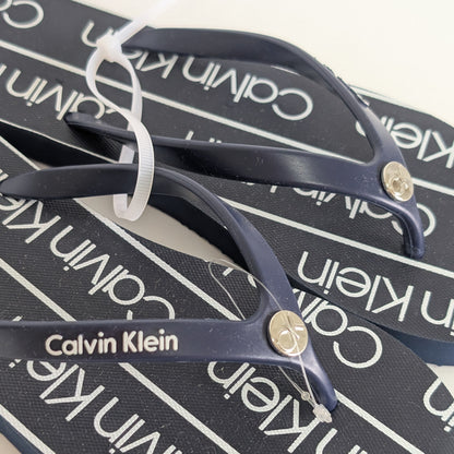 Calvin Klein サンダル ブルー ビーチ フラット メタルロゴ 24㎝