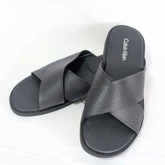 Calvin Klein サンダルスリップオン 27㎝ フェイクレザー 黒