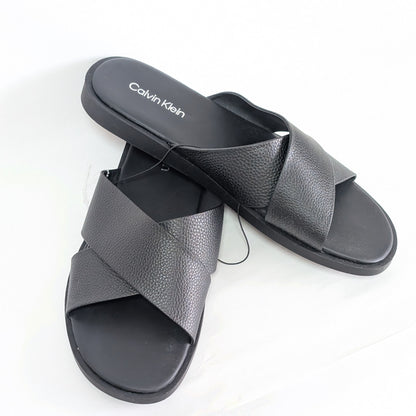 Calvin Klein サンダルスリップオン 27㎝ フェイクレザー 黒