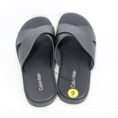 Calvin Klein サンダルスリップオン 27㎝ フェイクレザー 黒