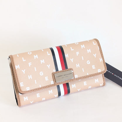 Tommy Hilfiger 長財布 おしゃれ ロゴ トリコロール ベージュ
