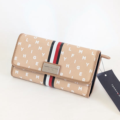 Tommy Hilfiger 長財布 おしゃれ ロゴ トリコロール ベージュ