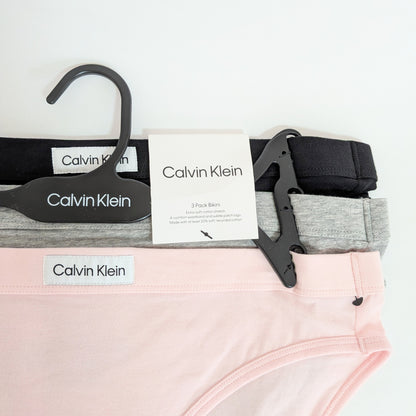 CalvinKlein レディース 下着 ショーツ ビキニ 3枚セット ピンク グレー ブラック M