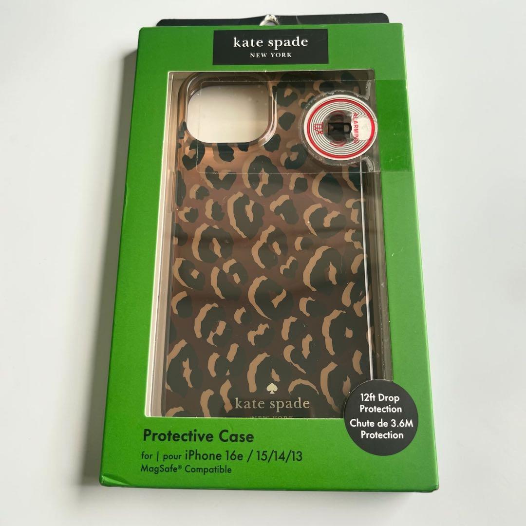 Kate Spade ヒョウ柄 iPhoneケース(16e/ 15/14/13)