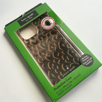 Kate Spade ヒョウ柄 iPhoneケース(16e/ 15/14/13)
